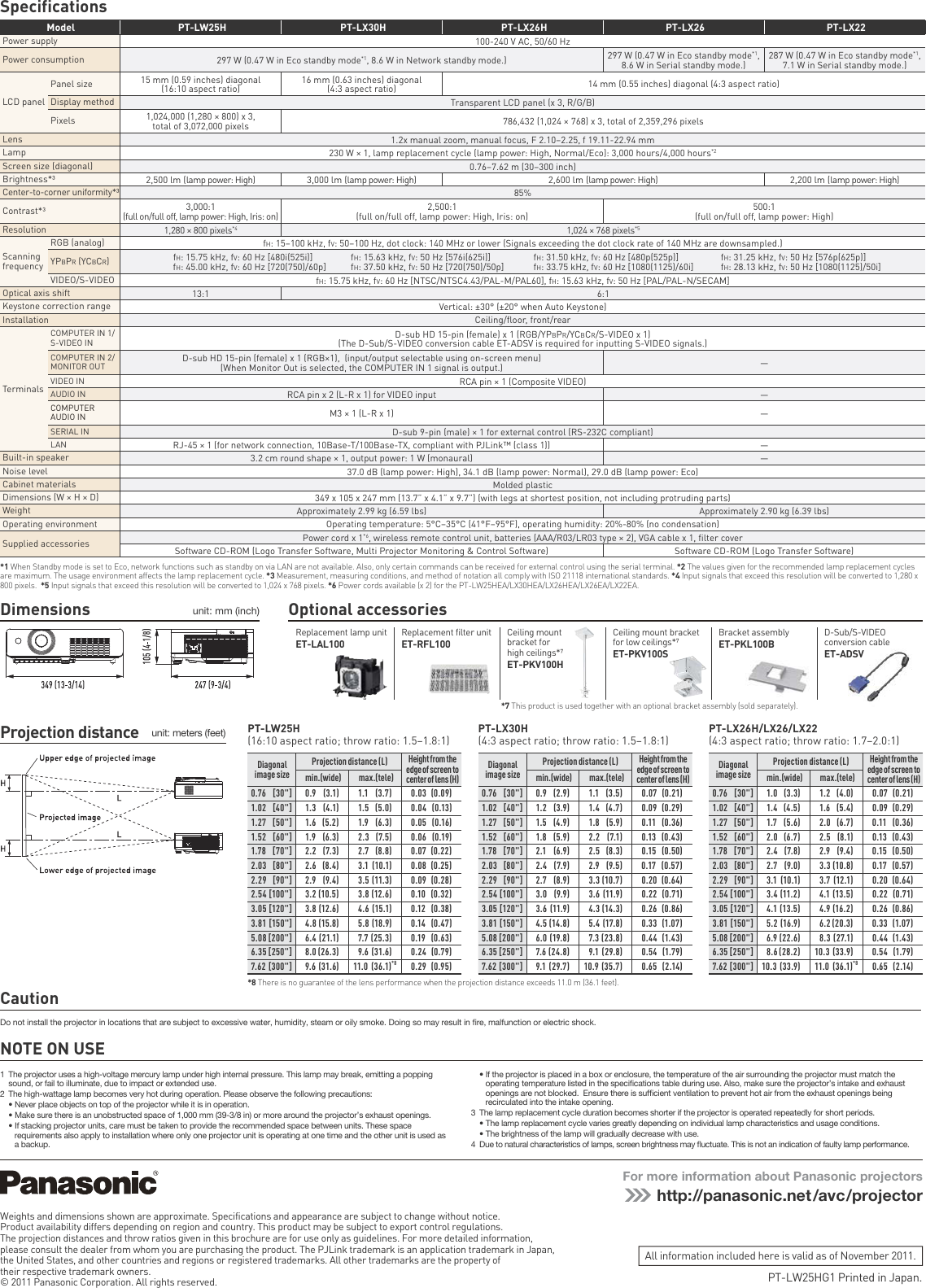 Page 2 of 2 - Panasonic Panasonic-Pt-Lw25Hu-Specification-Sheet- PT-LW25H/LX30H/LX26H/LX26/LX22 Panasonic-pt-lw25hu-specification-sheet