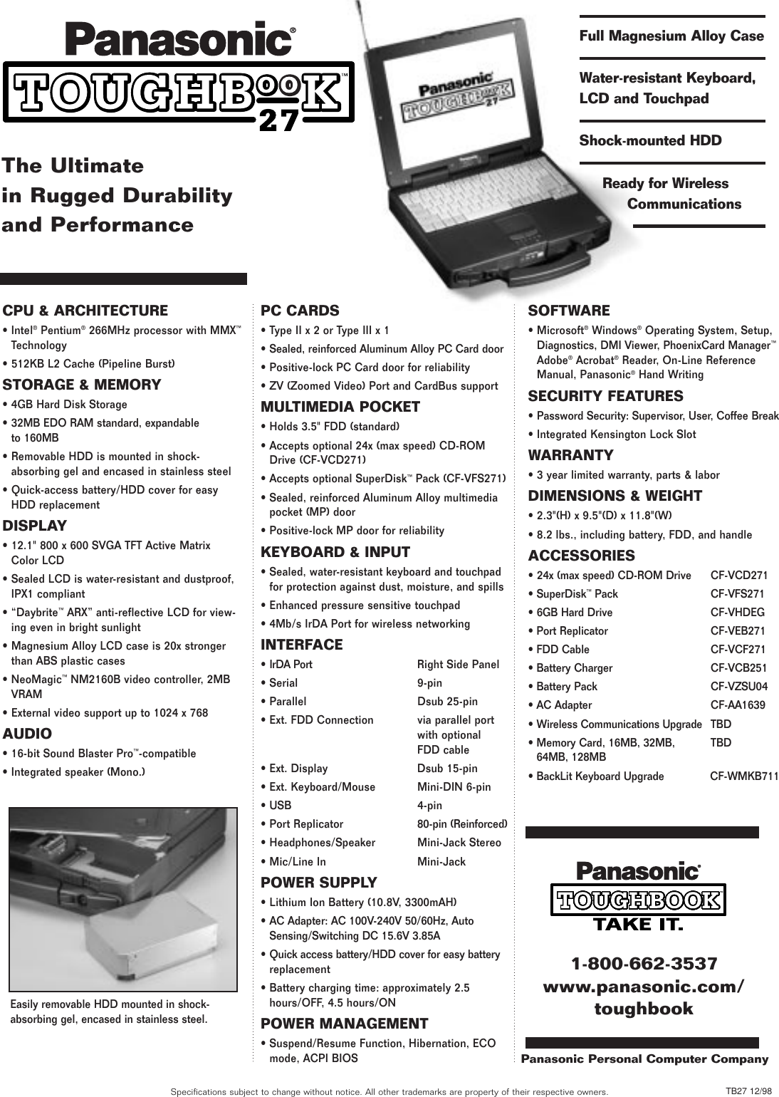 Page 1 of 1 - Panasonic Panasonic-Toughbook-27-Users-Manual- 01 25 27 32 35 45 71 Specsheets (Page 4)  Panasonic-toughbook-27-users-manual