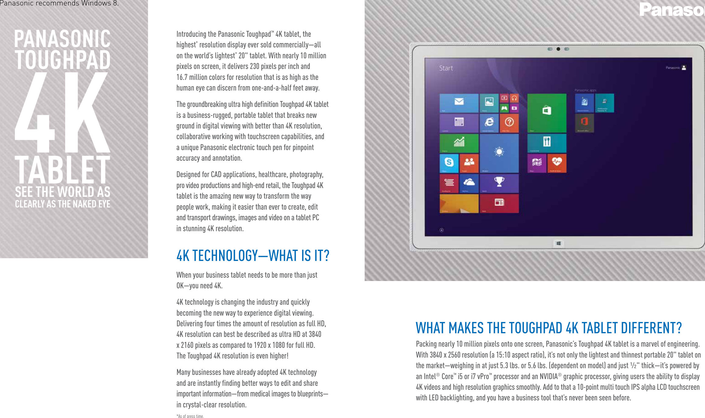 Page 2 of 7 - Panasonic Panasonic-Toughpad-4K-Brochure-  Panasonic-toughpad-4k-brochure