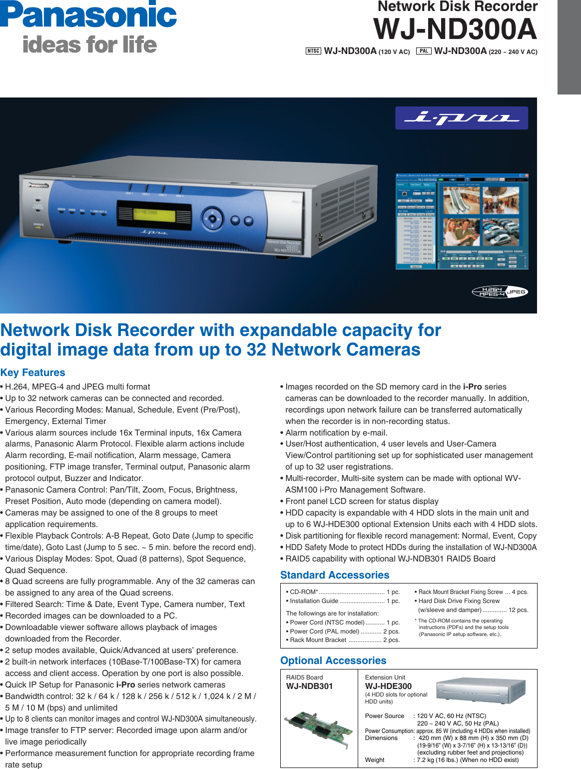 Page 1 of 2 - Panasonic Panasonic-Wj-Nd300A-Specification-Sheet- WJ-ND300A_2A-001BL  Panasonic-wj-nd300a-specification-sheet