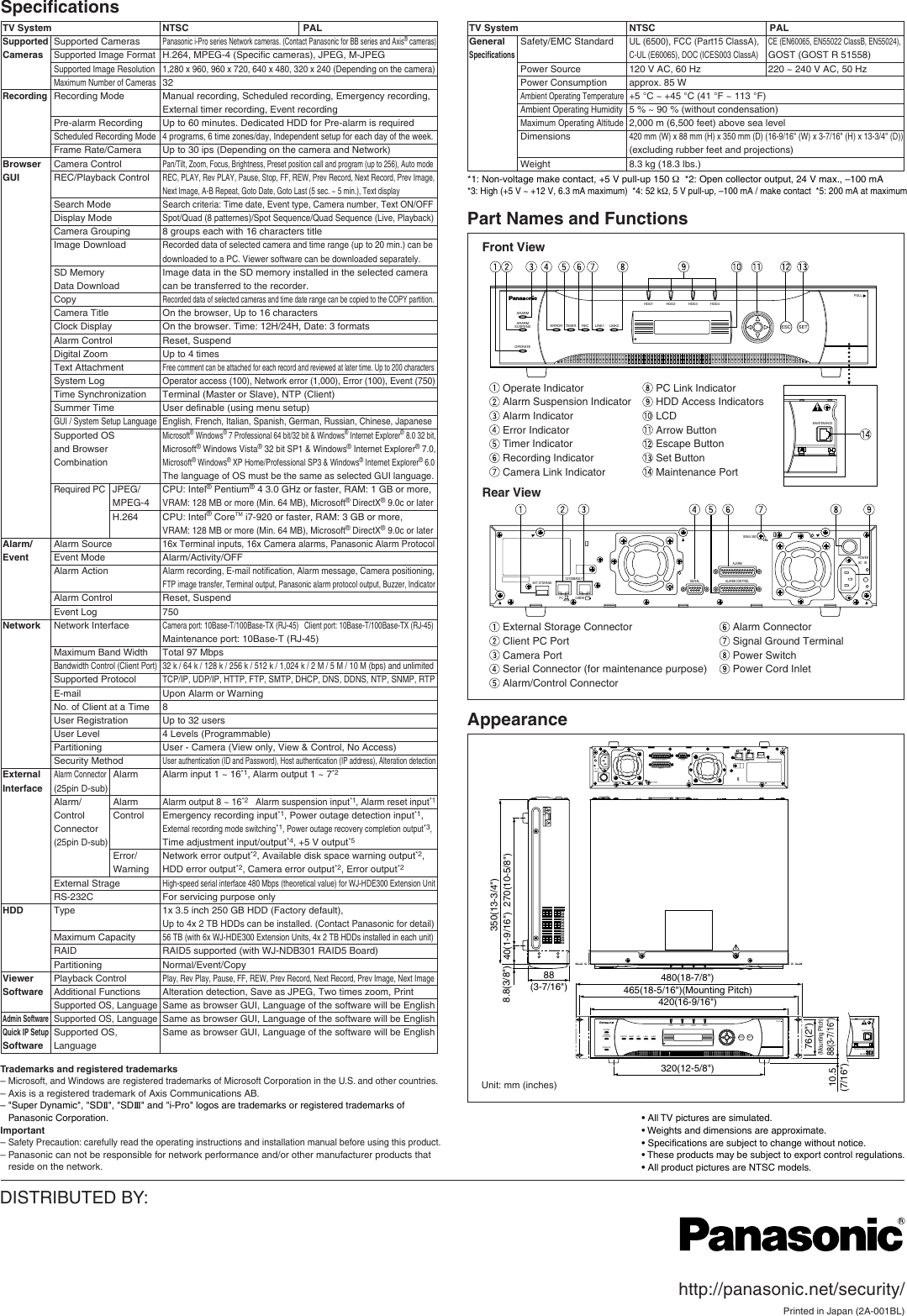 Page 2 of 2 - Panasonic Panasonic-Wj-Nd300A-Specification-Sheet- WJ-ND300A_2A-001BL  Panasonic-wj-nd300a-specification-sheet