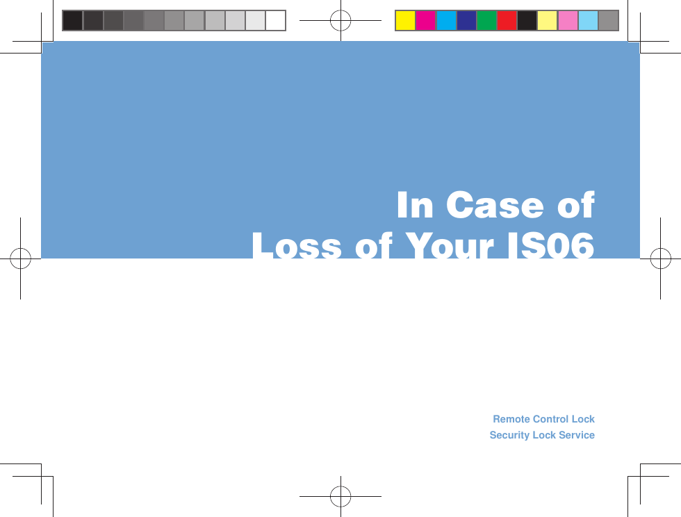 Remote Control LockSecurity Lock Service In Case of Loss of Your IS06