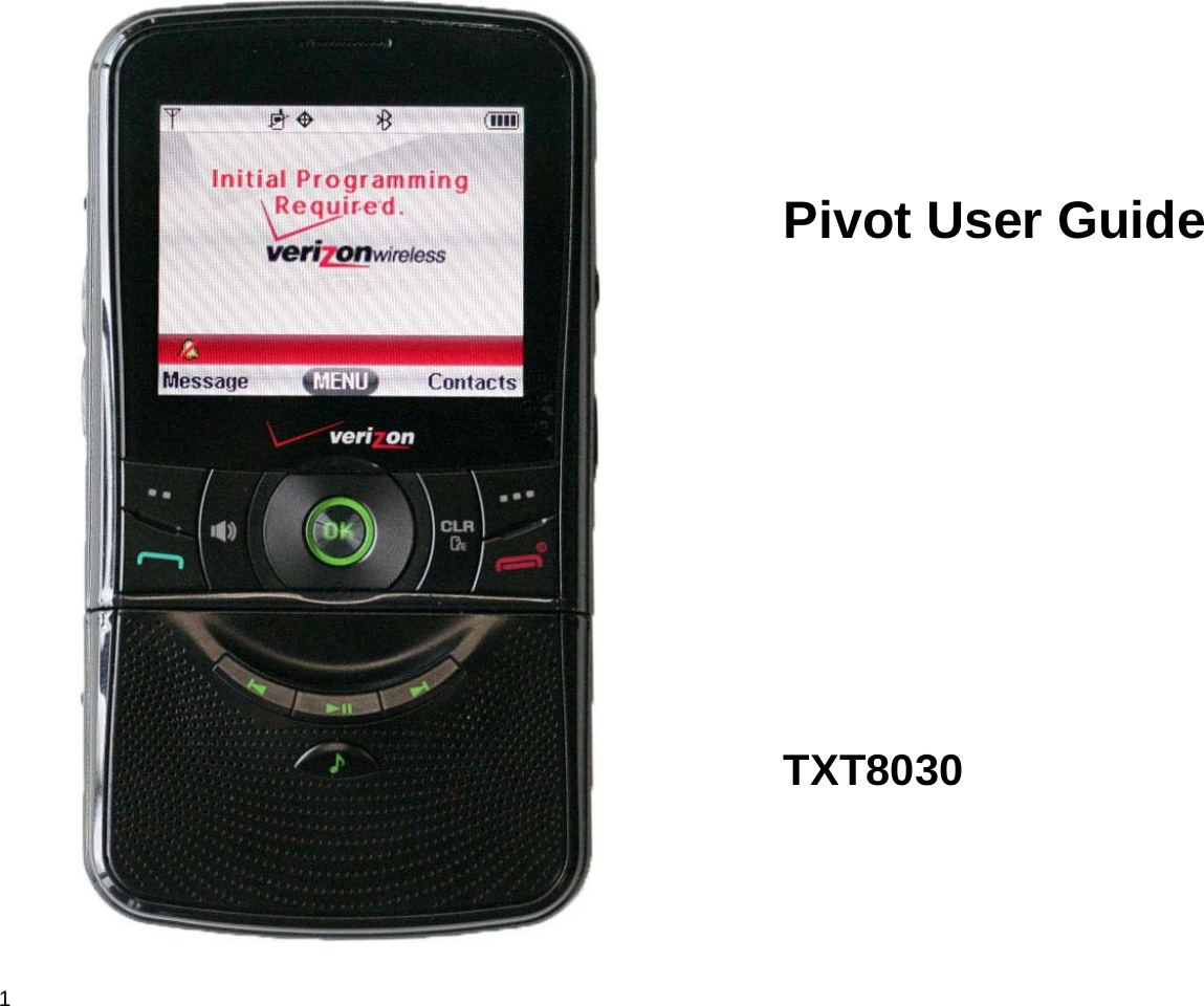 1     Pivot User Guide       TXT8030 