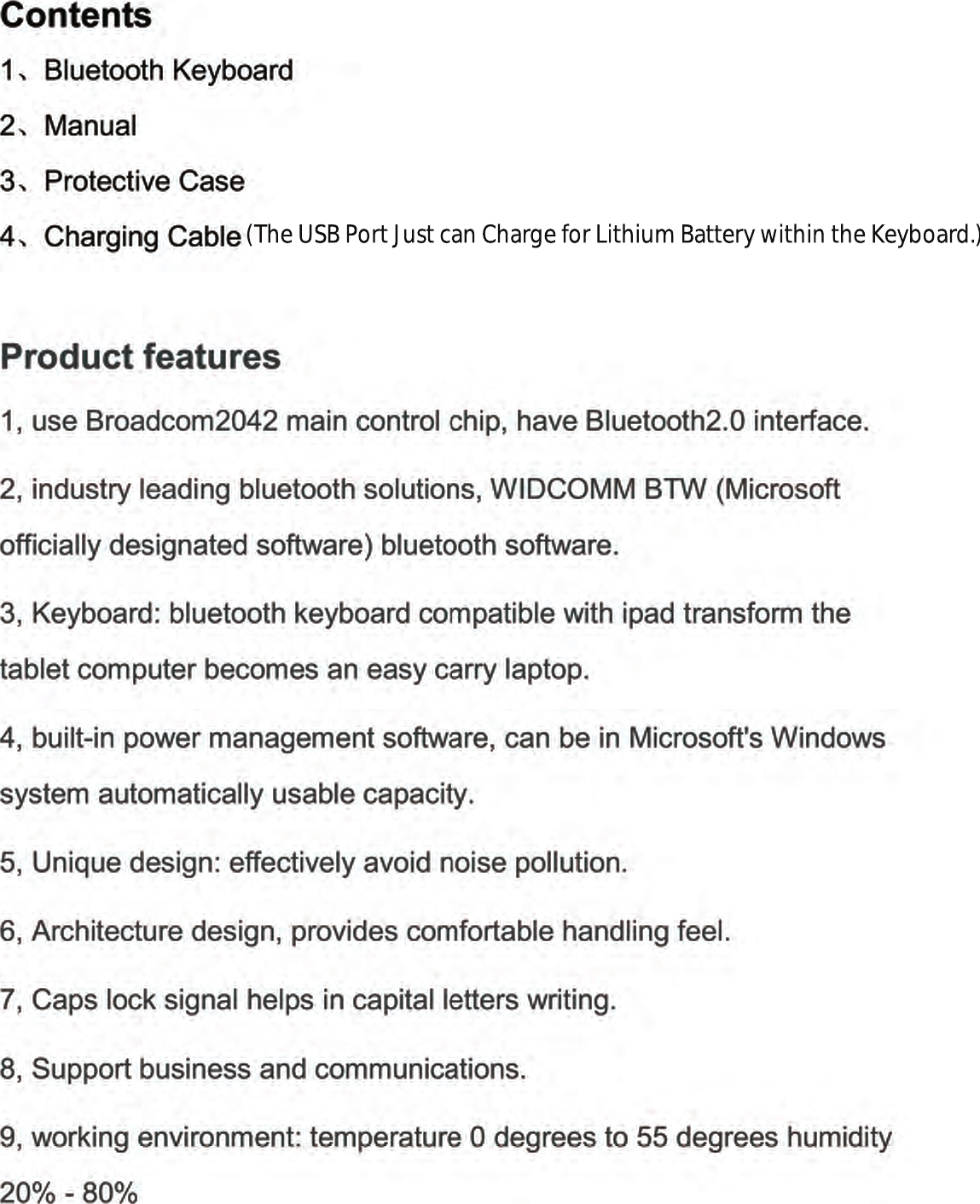 (The USB Port Just can Charge for Lithium Battery within the Keyboard.)