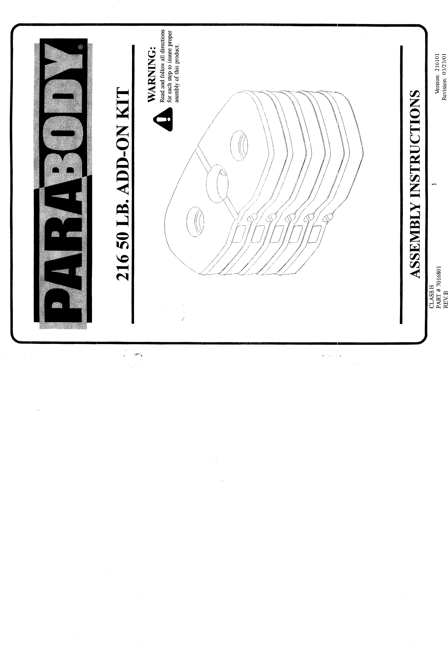 Parabody 216 50 Lb Assembly Instruction