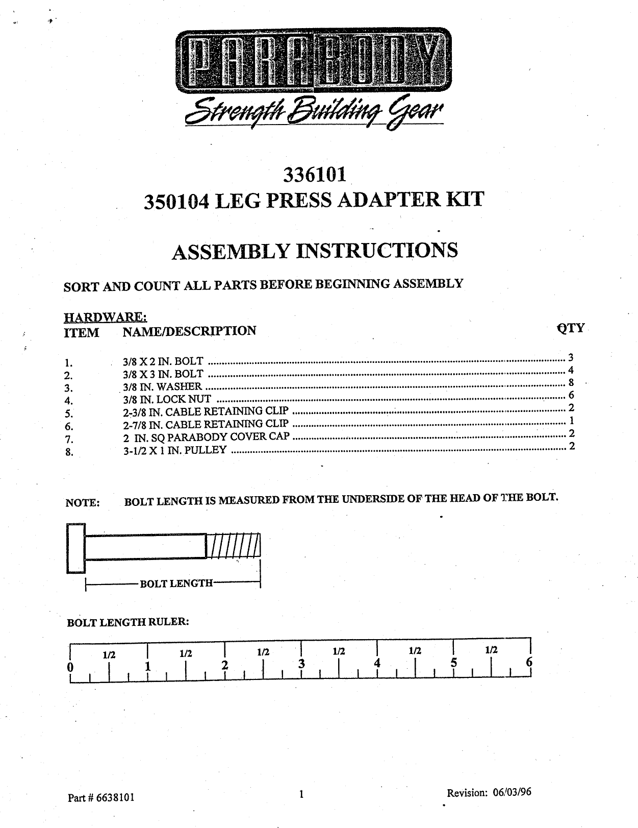 Page 1 of 3 - Parabody Parabody-336101-Assembly-Instruction-  Parabody-336101-assembly-instruction