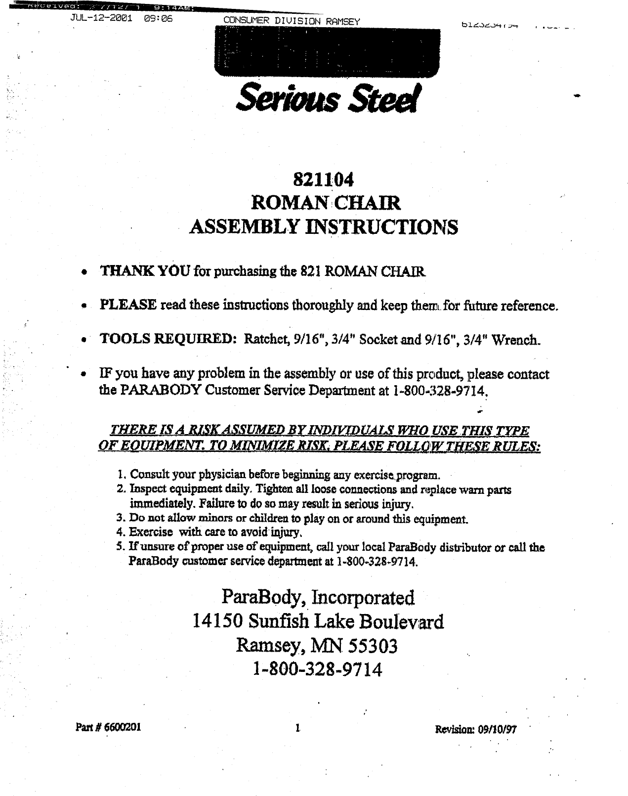 Page 1 of 4 - Parabody Parabody-821104-Assembly-Instruction-  Parabody-821104-assembly-instruction