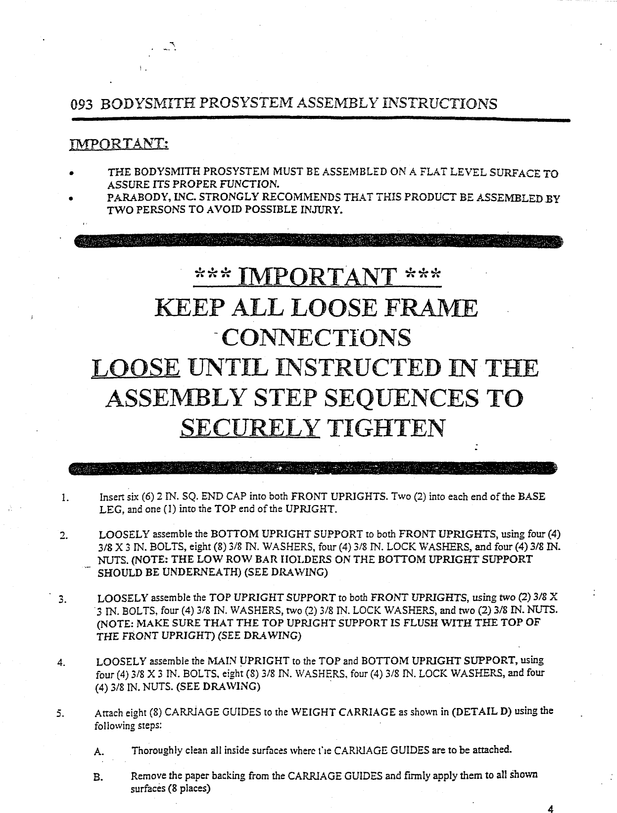 Page 4 of 12 - Parabody Parabody-93-Assembly-And-Instruction-Sheet-  Parabody-93-assembly-and-instruction-sheet
