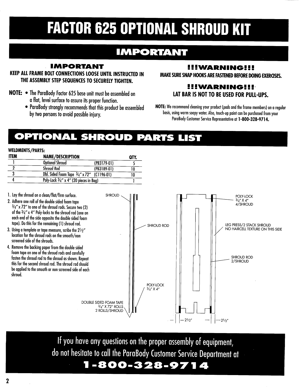 Page 2 of 9 - Parabody Parabody-Factor-625-Assembly-Instruction-  Parabody-factor-625-assembly-instruction