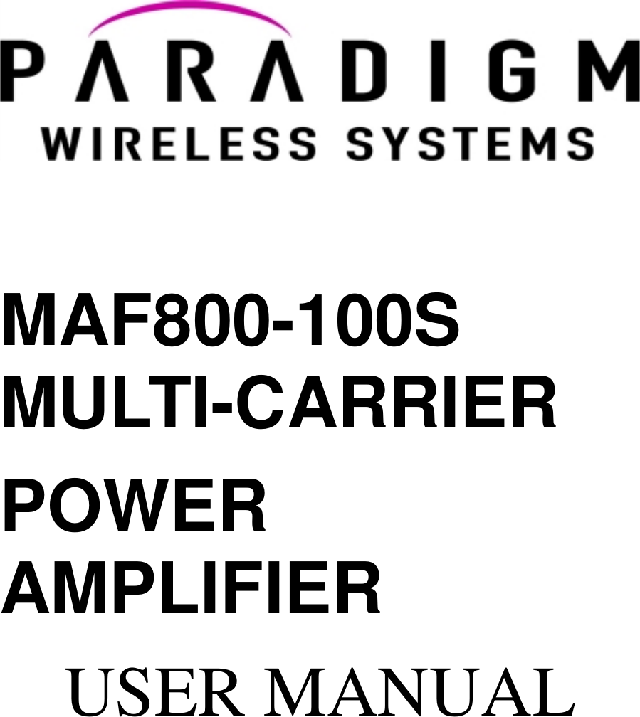 MAF800-100SMULTI-CARRIERPOWERAMPLIFIERUSER MANUAL