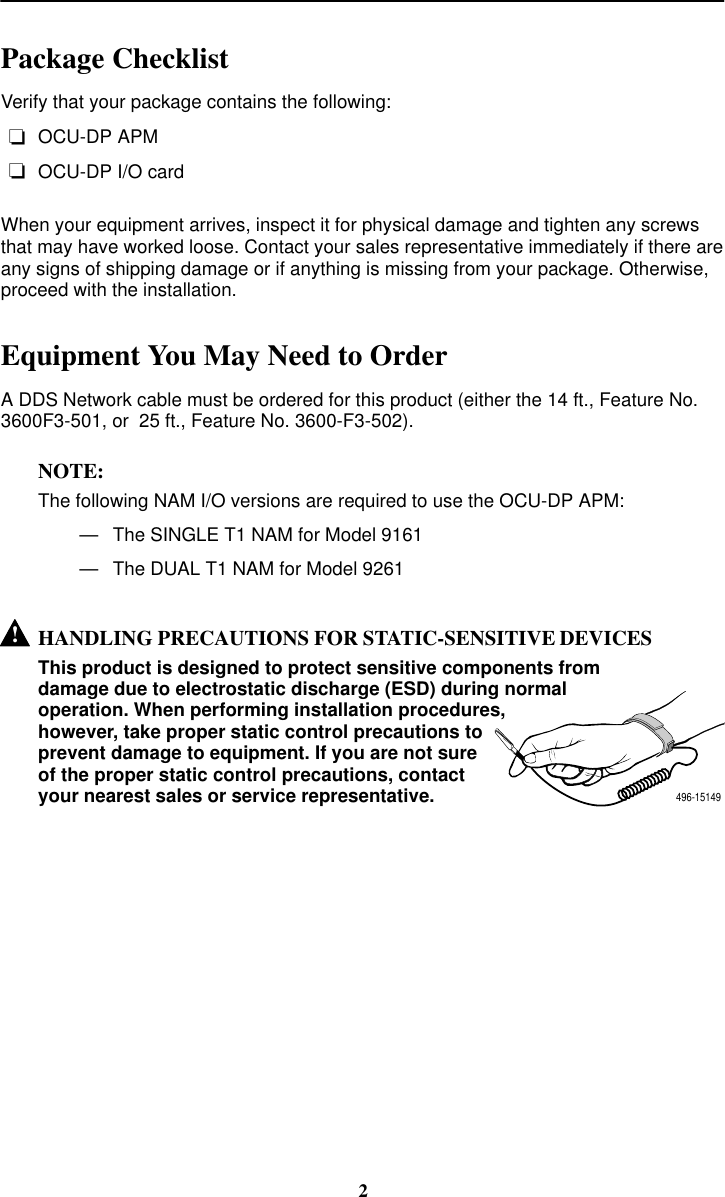 Page 2 of 8 - Paradyne Paradyne-Application-Module-9109-Ocu-Dp-Users-Manual- 9109 OCU-DP Application Module (APM) Installation Instructions - 9109-A2-GN15-10  Paradyne-application-module-9109-ocu-dp-users-manual