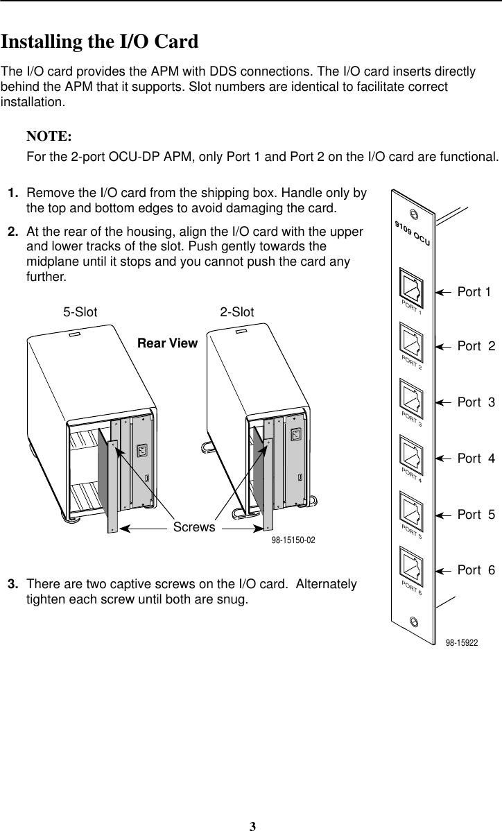 Page 3 of 8 - Paradyne Paradyne-Application-Module-9109-Ocu-Dp-Users-Manual- 9109 OCU-DP Application Module (APM) Installation Instructions - 9109-A2-GN15-10  Paradyne-application-module-9109-ocu-dp-users-manual