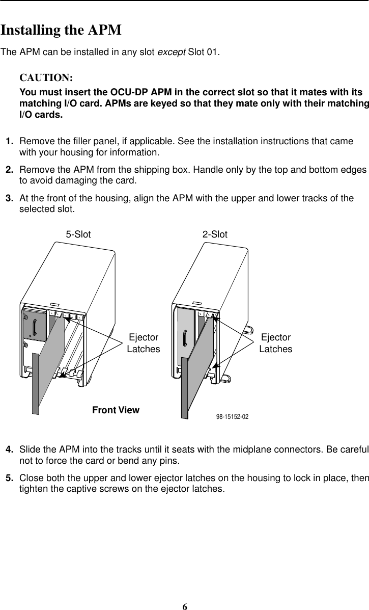 Page 6 of 8 - Paradyne Paradyne-Application-Module-9109-Ocu-Dp-Users-Manual- 9109 OCU-DP Application Module (APM) Installation Instructions - 9109-A2-GN15-10  Paradyne-application-module-9109-ocu-dp-users-manual