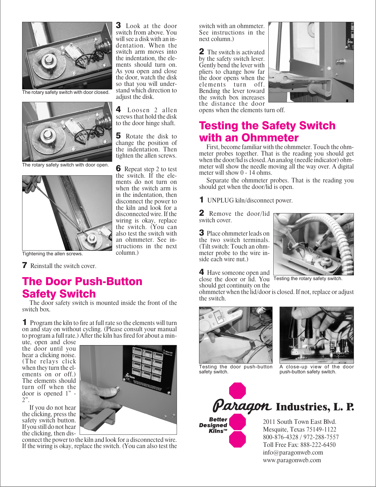 Page 2 of 2 - Paragon Paragon-Lid-Door-Safety-Switch-Users-Manual- IM235Ven10.vp Paragon-lid-door-safety-switch-users-manual
