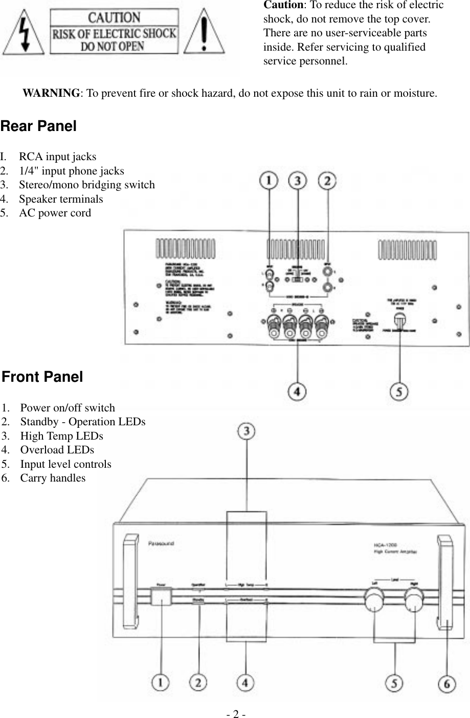 Page 2 of 8 - Parasound Parasound-Hca-1200-Users-Manual- HCA-1200 Manual-1  Parasound-hca-1200-users-manual