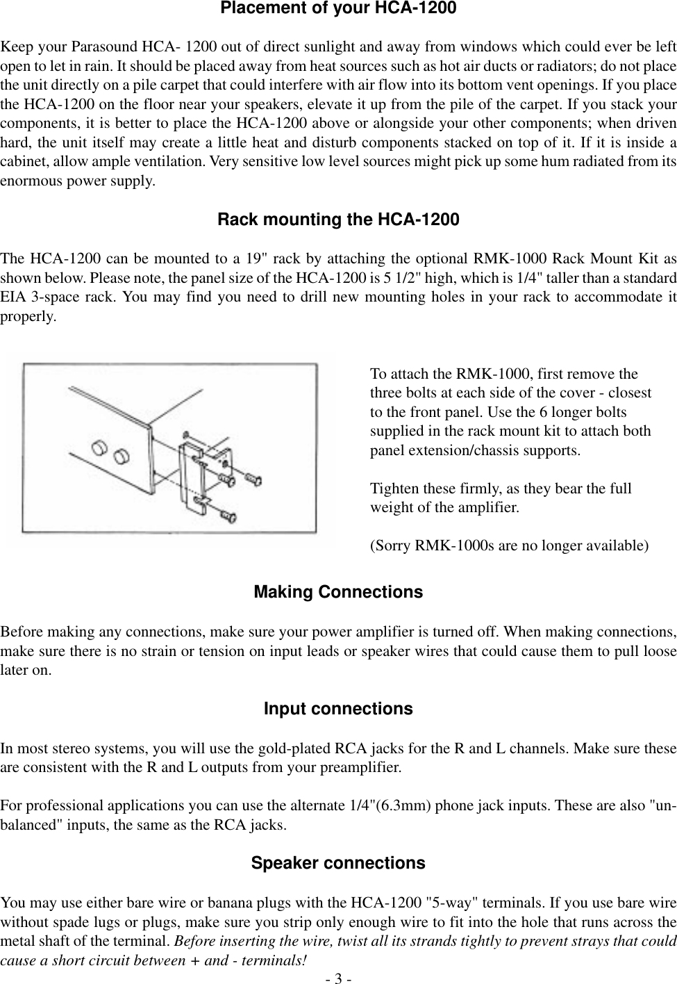 Page 3 of 8 - Parasound Parasound-Hca-1200-Users-Manual- HCA-1200 Manual-1  Parasound-hca-1200-users-manual