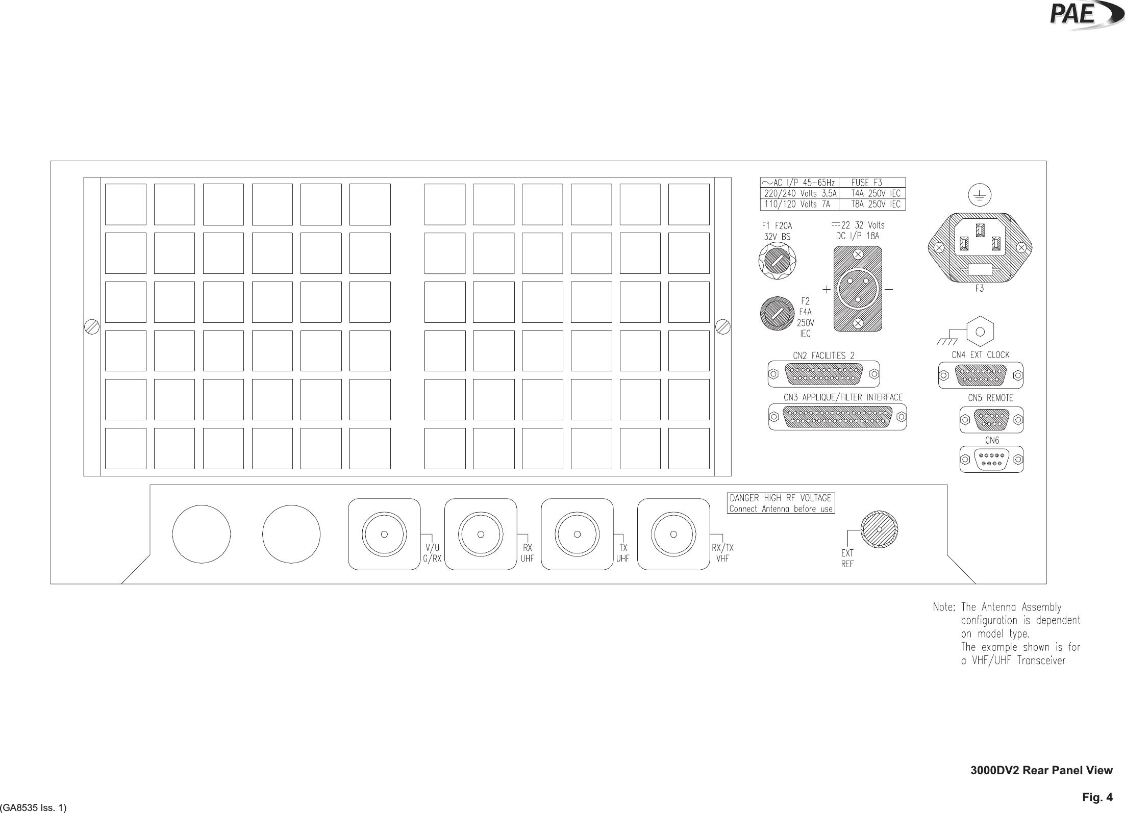 3000DV2 Rear Panel ViewFig. 4(GA8535 Iss. 1)