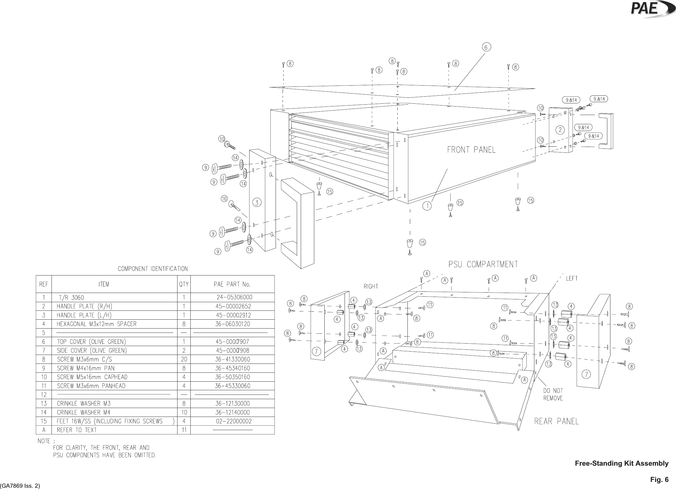 Free-Standing Kit AssemblyFig. 6(GA7869 Iss. 2)