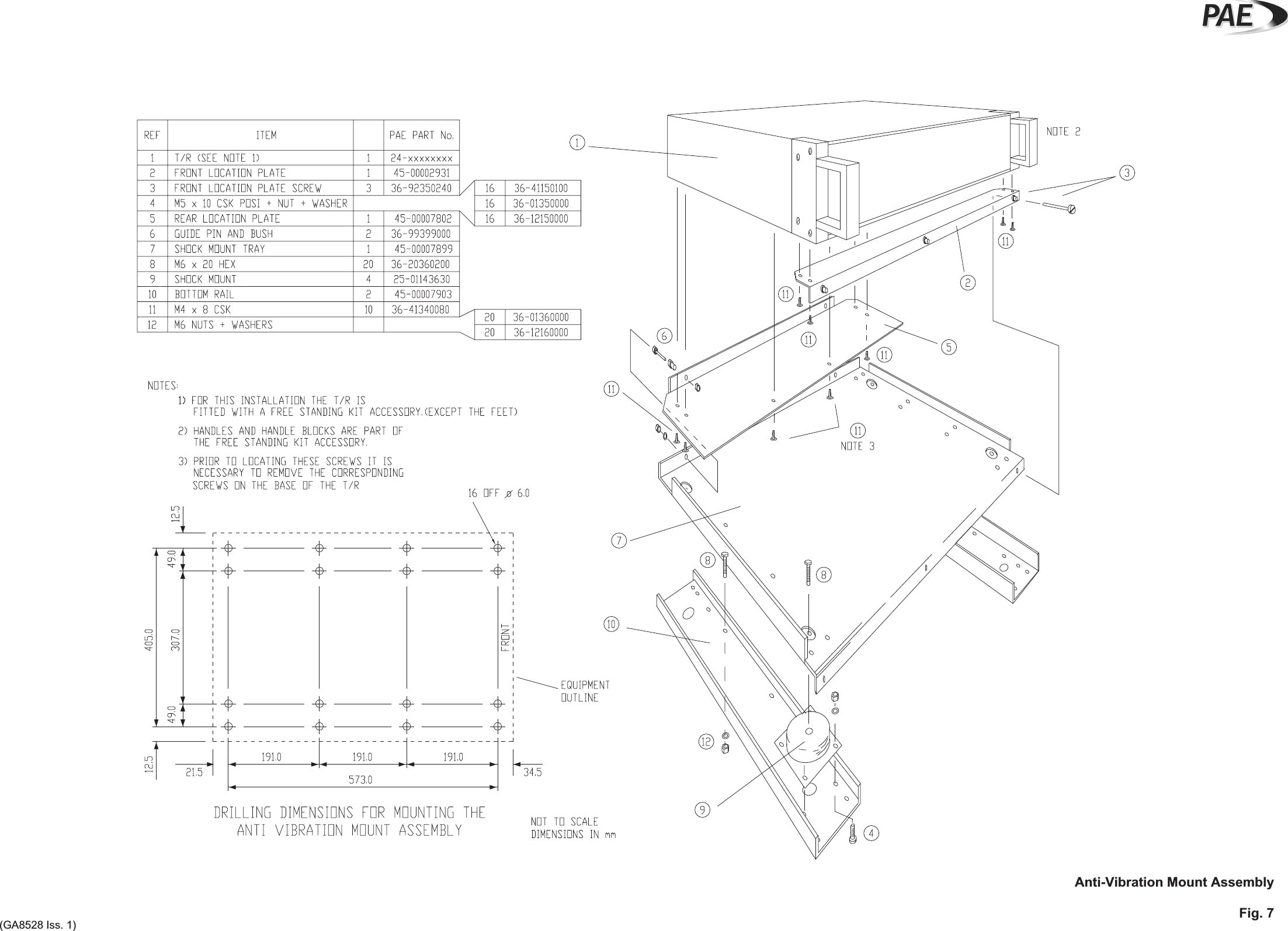 Anti-Vibration Mount AssemblyFig. 7(GA8528 Iss. 1)