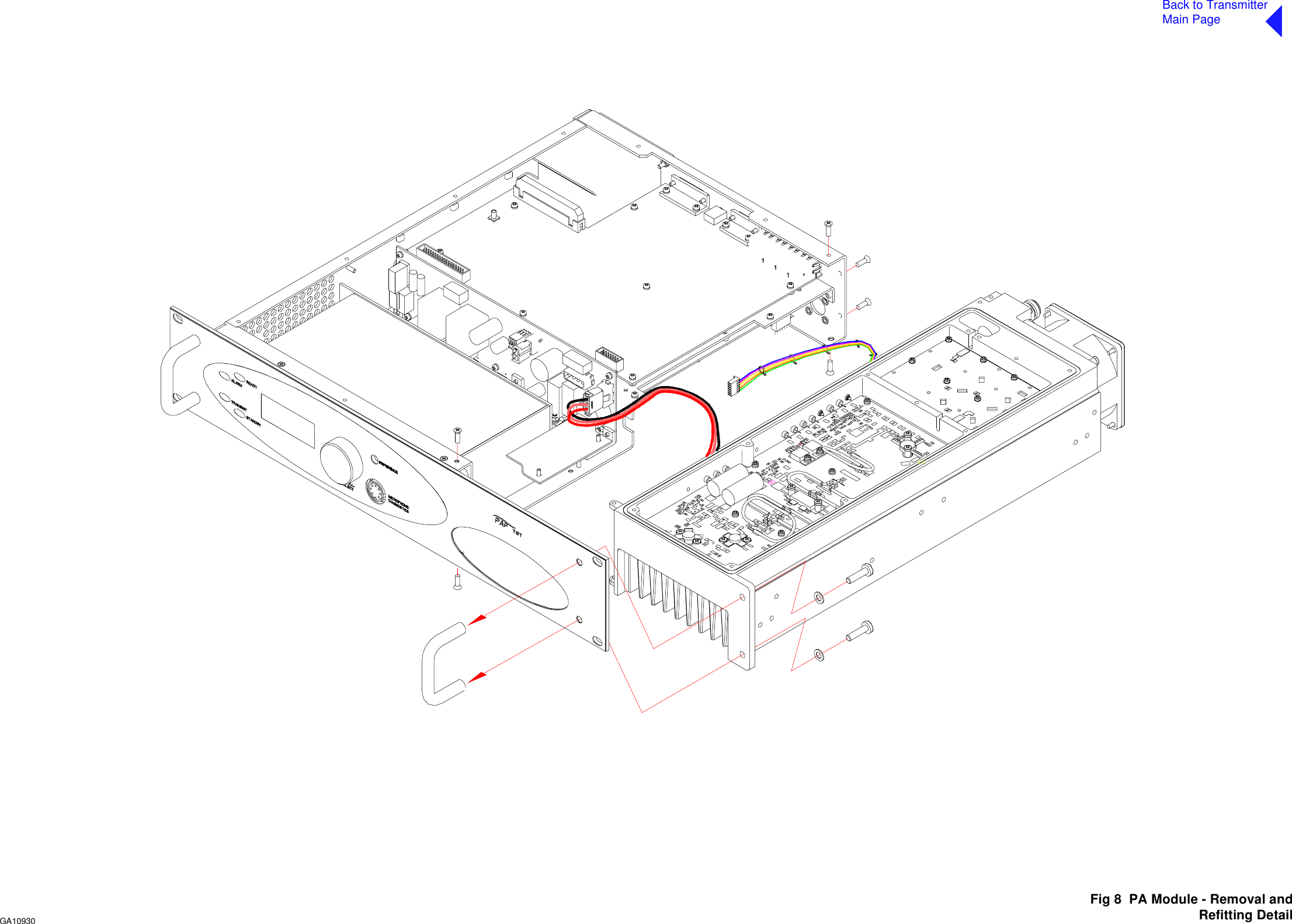 Back to TransmitterMain PageFig 8  PA Module - Removal and Refitting DetailGA10930