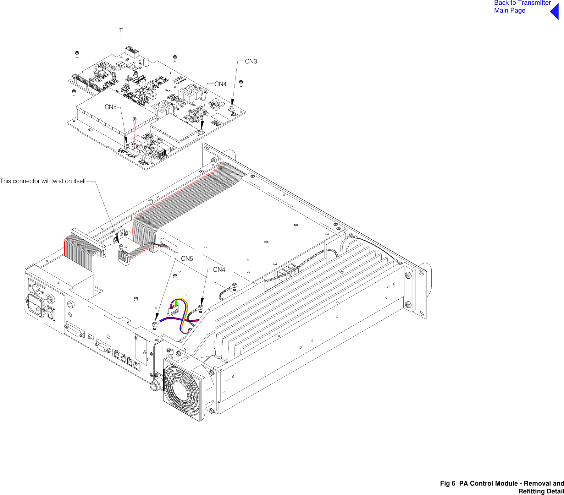 Back to TransmitterMain PageFig 6  PA Control Module - Removal andRefitting DetailCN5CN4CN5CN4CN3This connector will twist on itselfPC3