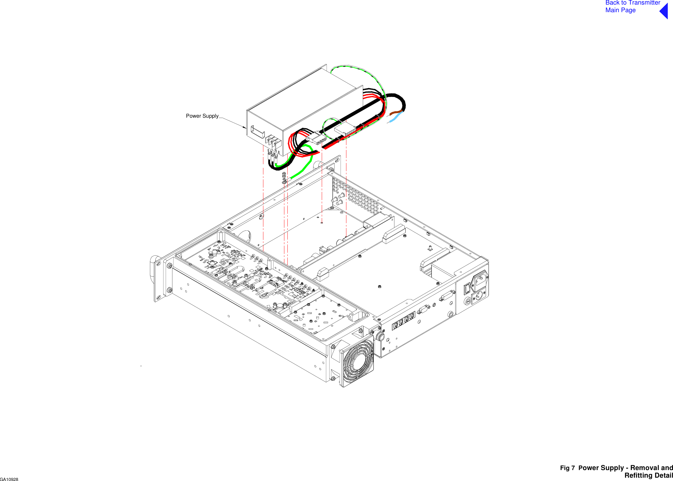 Back to TransmitterMain PageFig 7  Power Supply - Removal and Refitting DetailPower SupplyGA10928