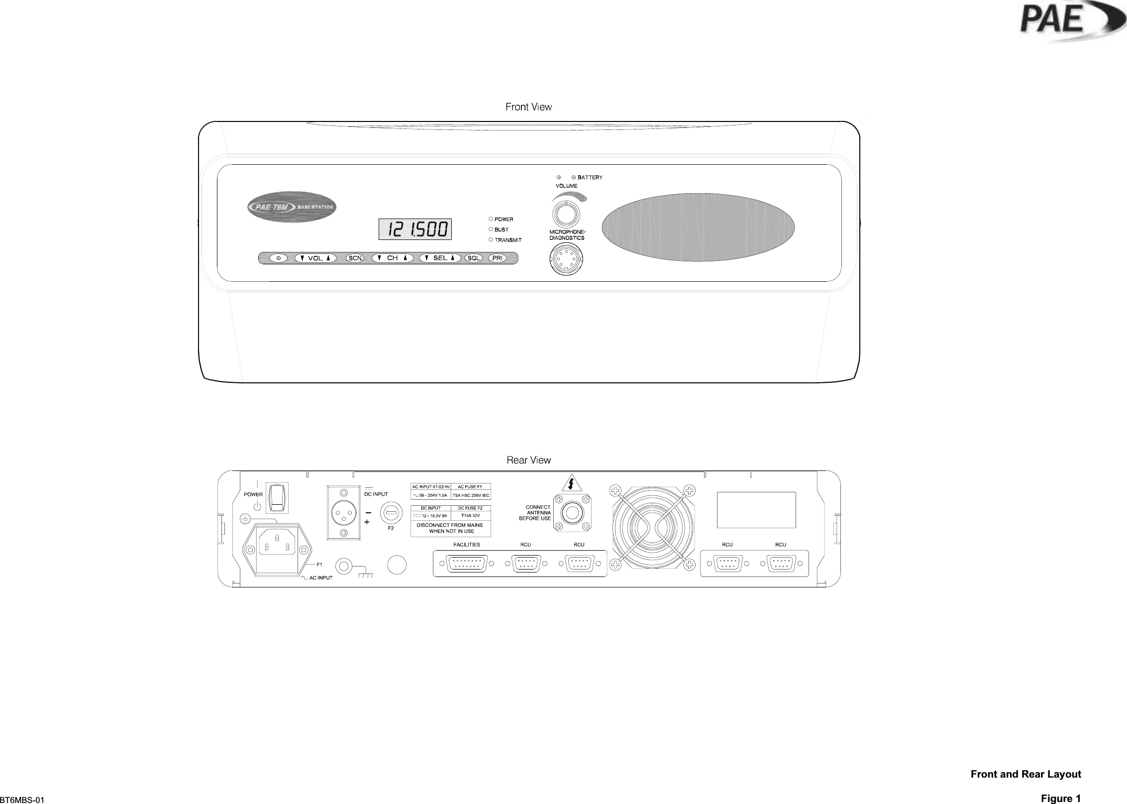 BT6MBS-01Front and Rear LayoutFigure 1