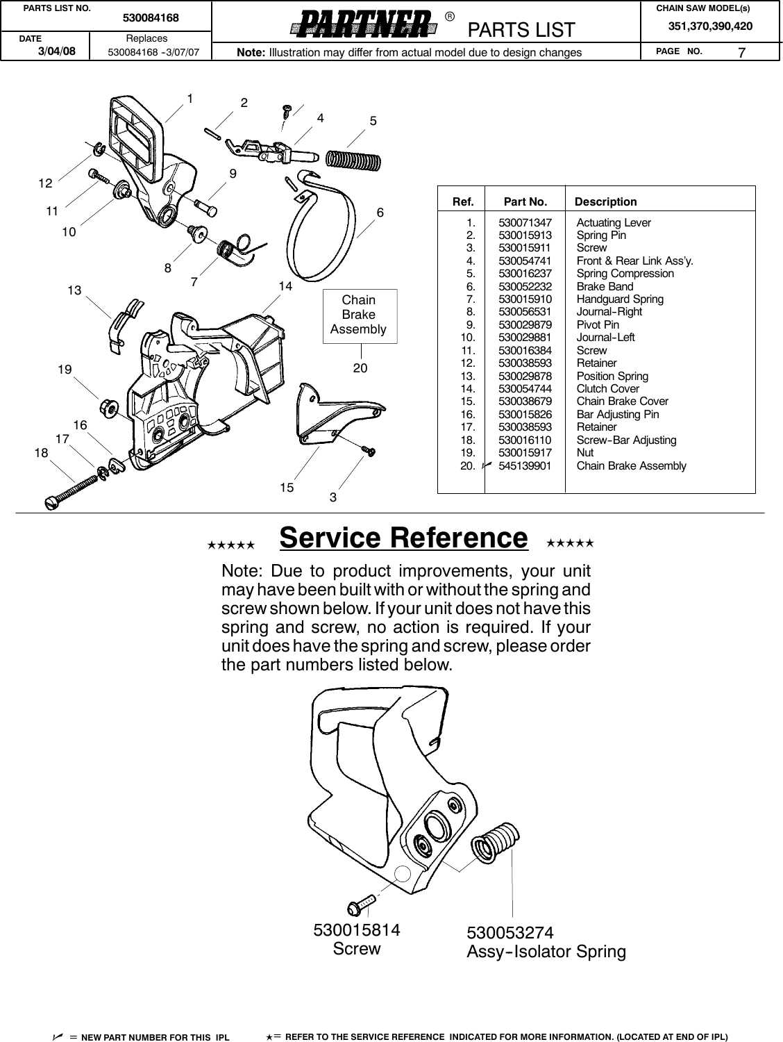 Page 7 of 7 - Partner-Tech Partner-Tech-530084168-Users-Manual- IPL, Partner, 351, 370, 390, 420, 952801732, 952801802, 952801741, 2008-05, Chain Saw  Partner-tech-530084168-users-manual