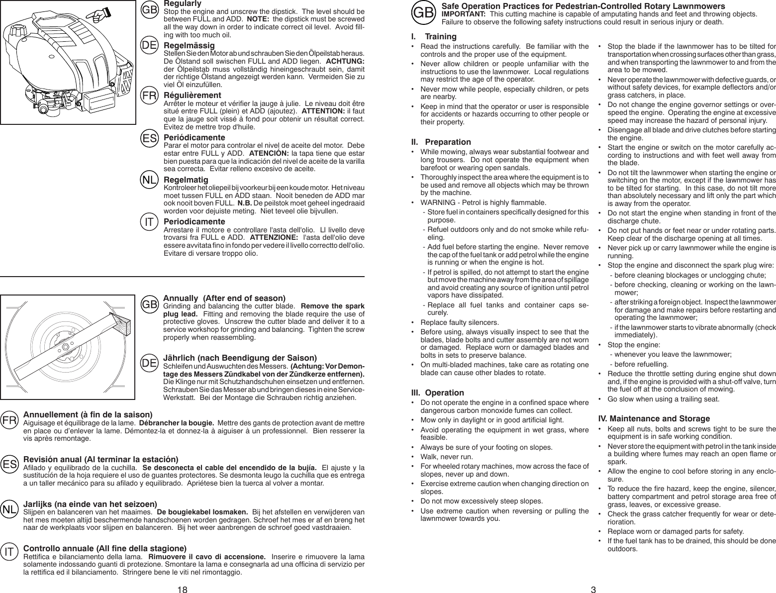 Page 3 of 10 - Partner-Tech Partner-Tech-Pp53-875Dwa-Users-Manual- OM, Partner, PP53-875 DWA, 96141017100, 2008-03, Lawn Mower, EN, DE, FR, ES, IT, NL  Partner-tech-pp53-875dwa-users-manual
