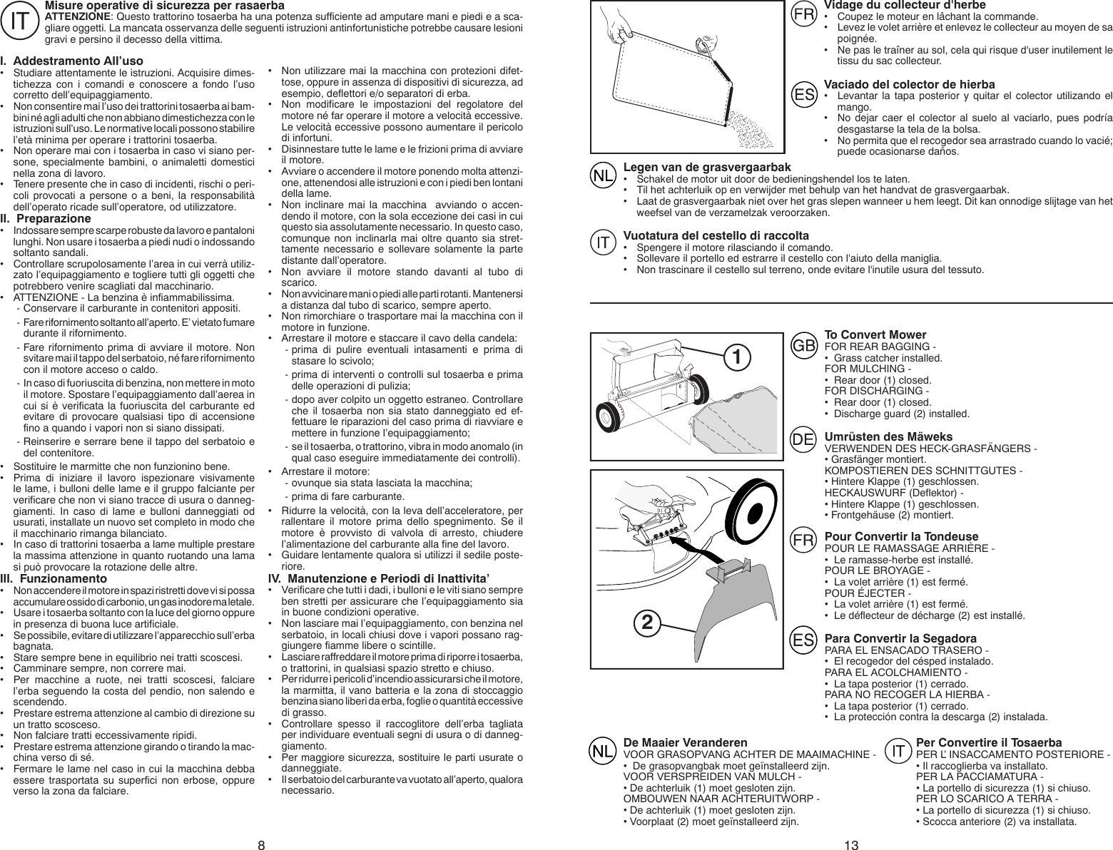Page 8 of 10 - Partner-Tech Partner-Tech-Pp53-875Dwa-Users-Manual- OM, Partner, PP53-875 DWA, 96141017100, 2008-03, Lawn Mower, EN, DE, FR, ES, IT, NL  Partner-tech-pp53-875dwa-users-manual