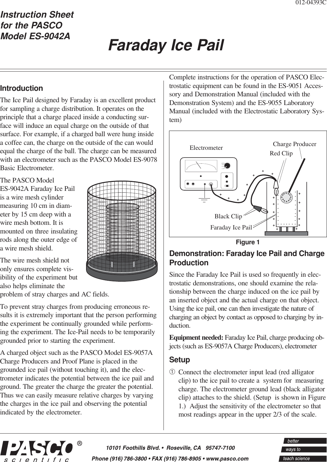 Pasco Specialty And Mfg Faraday Ice Pail Es 9042A Users Manual 012