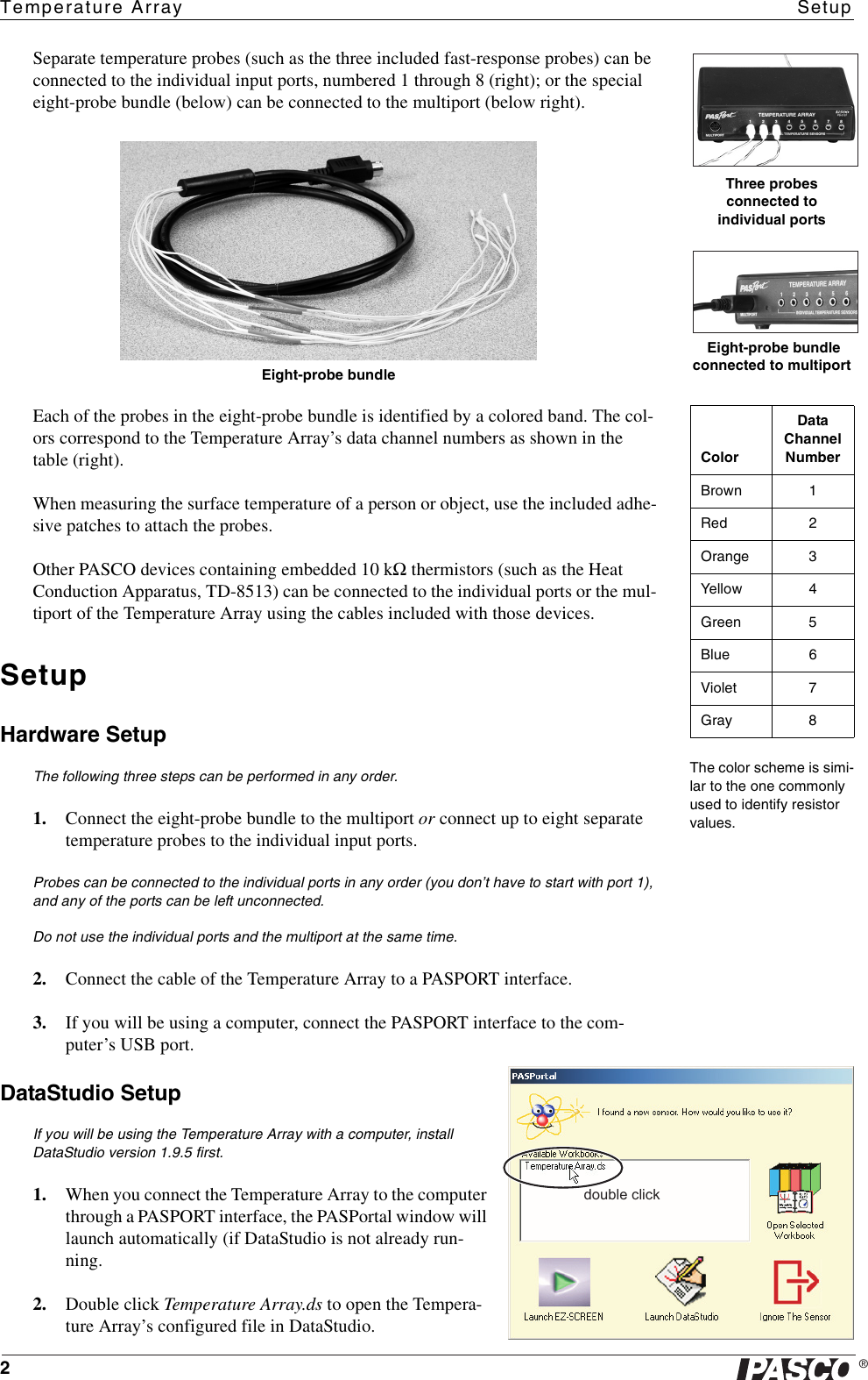 Page 2 of 5 - Pasco-Specialty-And-Mfg Pasco-Specialty-And-Mfg-Temperature-Array-Ps-2157-Users-Manual- 012-08867A  Pasco-specialty-and-mfg-temperature-array-ps-2157-users-manual