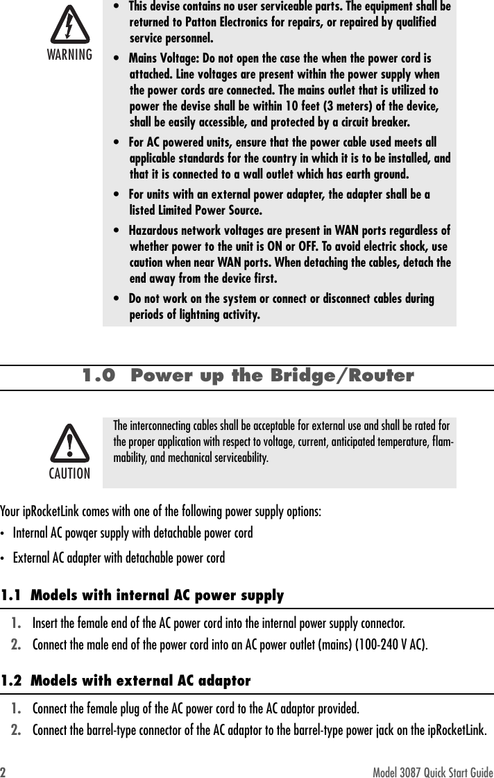 Page 2 of 10 - Patton-Electronic Patton-Electronic-Serial-G-Shdsl-Bridge-Router-3087-Users-Manual- 3087-QS  Patton-electronic-serial-g-shdsl-bridge-router-3087-users-manual