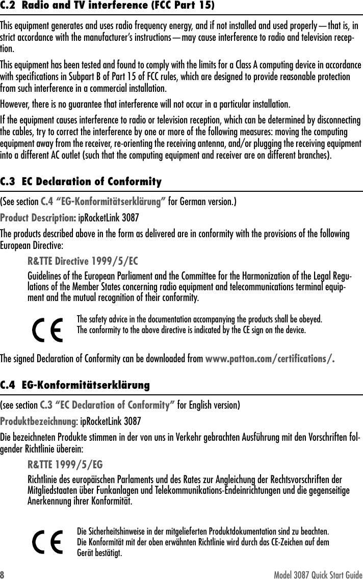 Page 8 of 10 - Patton-Electronic Patton-Electronic-Serial-G-Shdsl-Bridge-Router-3087-Users-Manual- 3087-QS  Patton-electronic-serial-g-shdsl-bridge-router-3087-users-manual