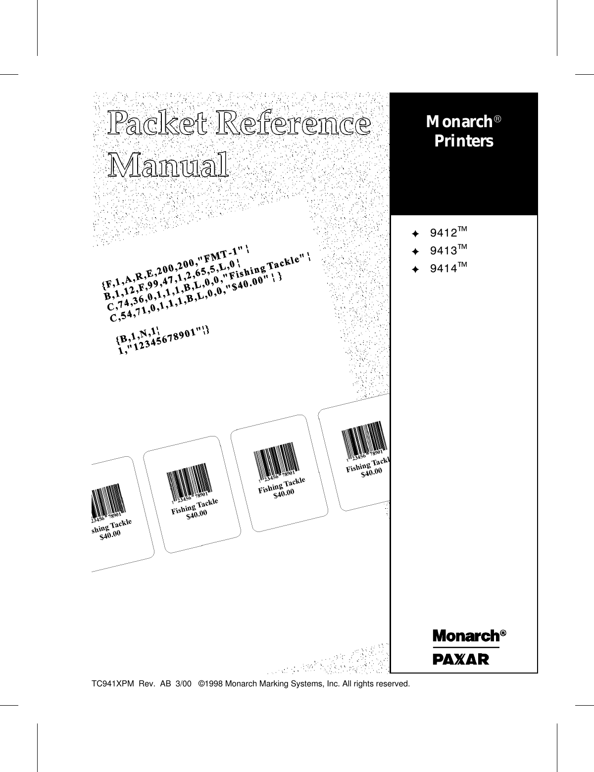 Paxar Monarch 9412 Users Manual 941XPMCV.CHP