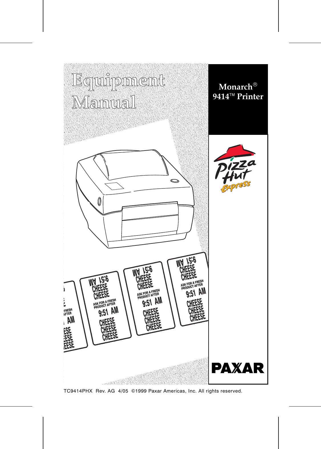 Paxar Monarch 9414 Users Manual 9414PHX T