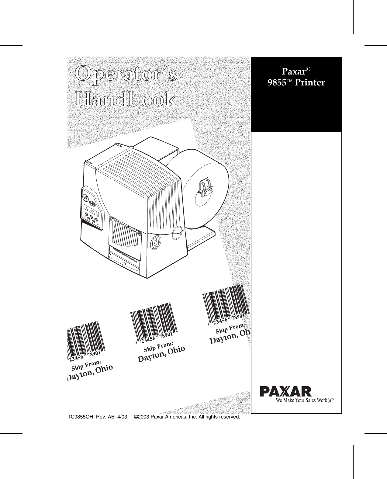 Paxar Monarch 9855 Users Manual Corel Ventura 9855OH 1.CHP