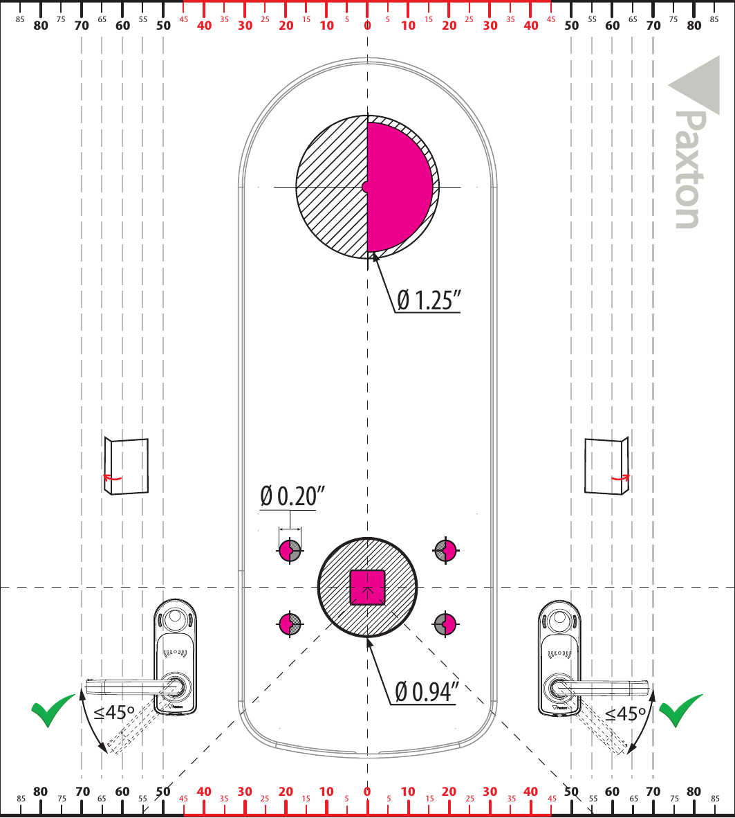  Ø 0.20”Ø 1.25”Ø 0.94”Paxton≤45º ≤45º551515 2525 3535 45 55 65455565757060504030100 20102030406070 508580857580551515 2525 3535 45 55 65455565757060504030100 20102030406070 508580857580