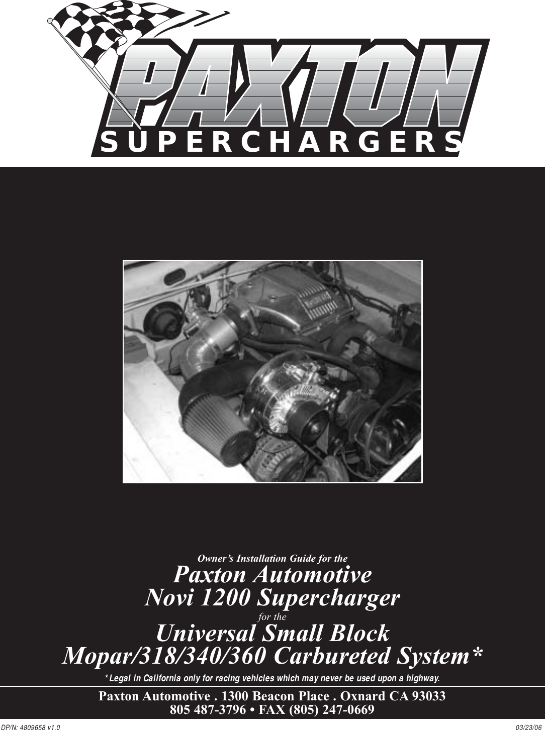 Paxton Automotive Universal Remote Novi 1200 Users Manual (4809658v1.0)SBM