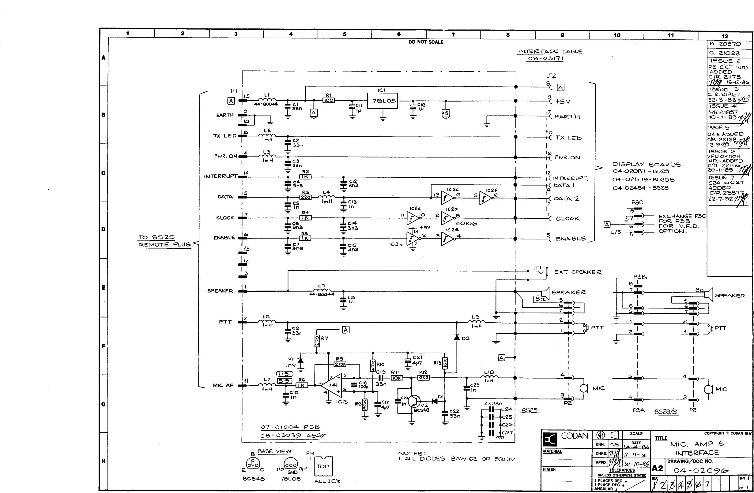 Page 1 of 1 - Codan Obsolete CD/data/tsm/8525-8528/drawings/schematic/(04-02096) Mic Amp & Interface (04-02096)