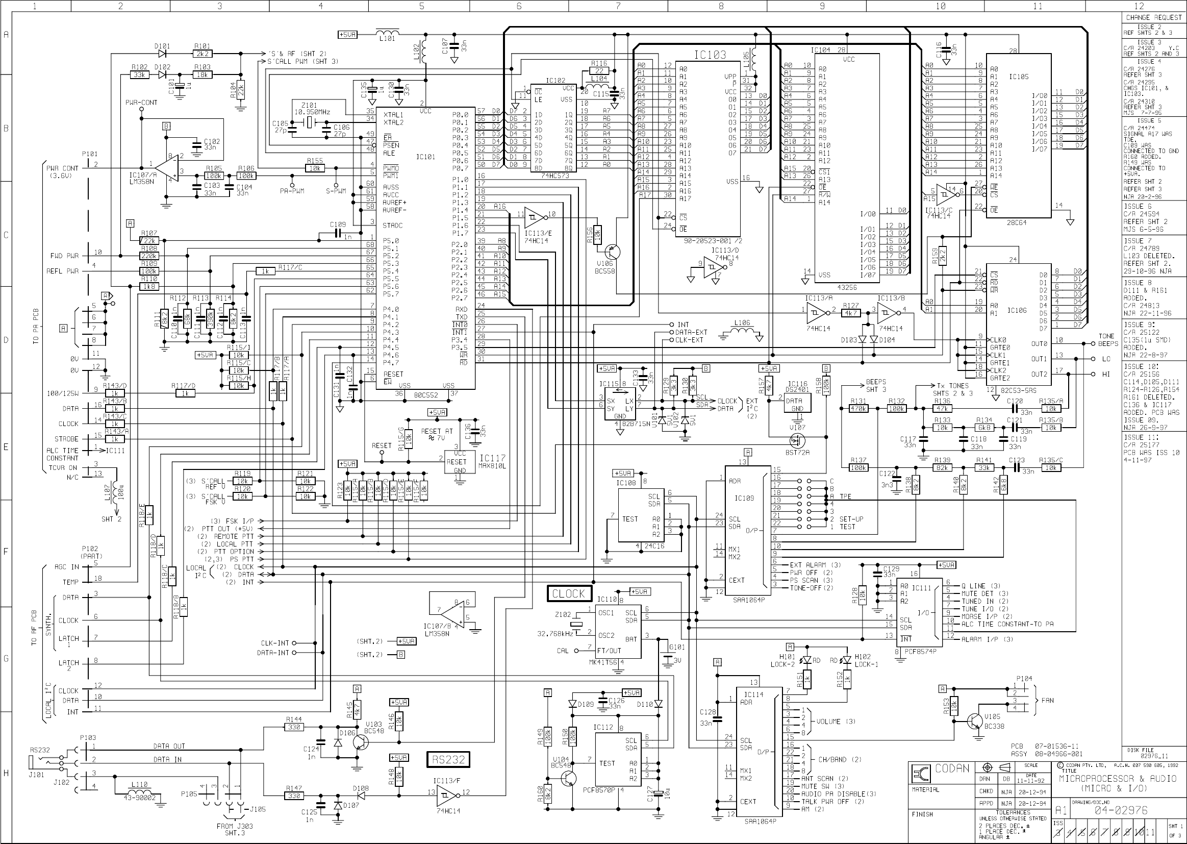 Page 1 of 3 - Codan Obsolete CD/data/tsm/9323-9360-9390-9780/drawings/schematic/(04-02976) Micro & Audio-Thru-Hole (04-02976)