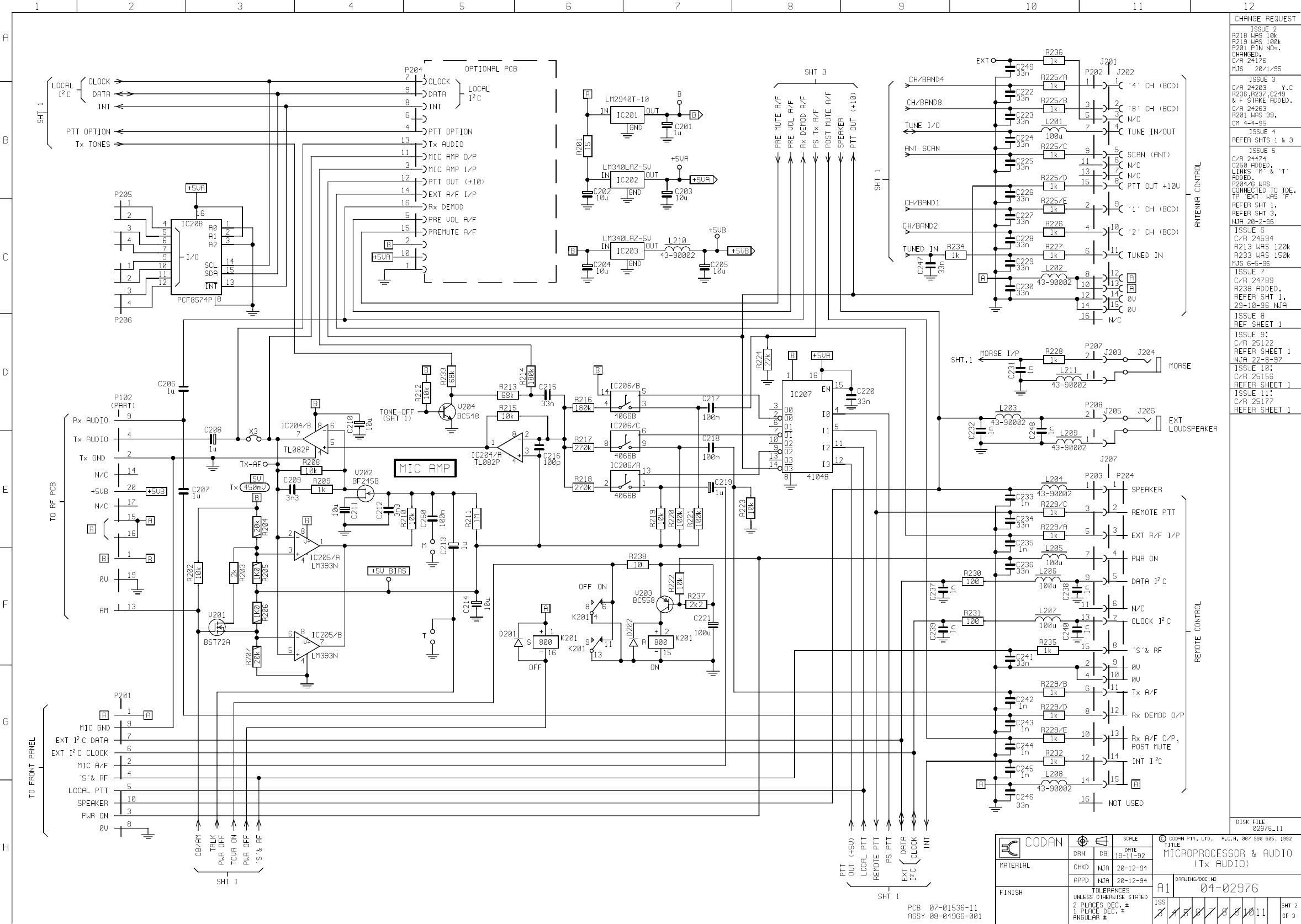 Page 2 of 3 - Codan Obsolete CD/data/tsm/9323-9360-9390-9780/drawings/schematic/(04-02976) Micro & Audio-Thru-Hole (04-02976)