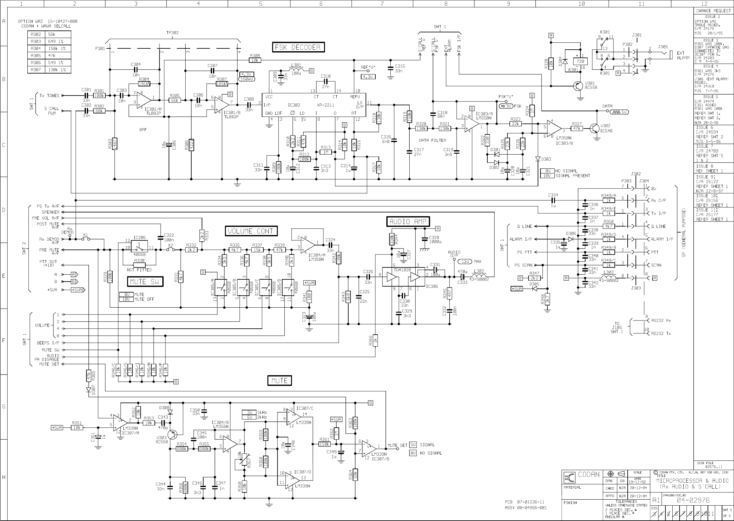 Page 3 of 3 - Codan Obsolete CD/data/tsm/9323-9360-9390-9780/drawings/schematic/(04-02976) Micro & Audio-Thru-Hole (04-02976)