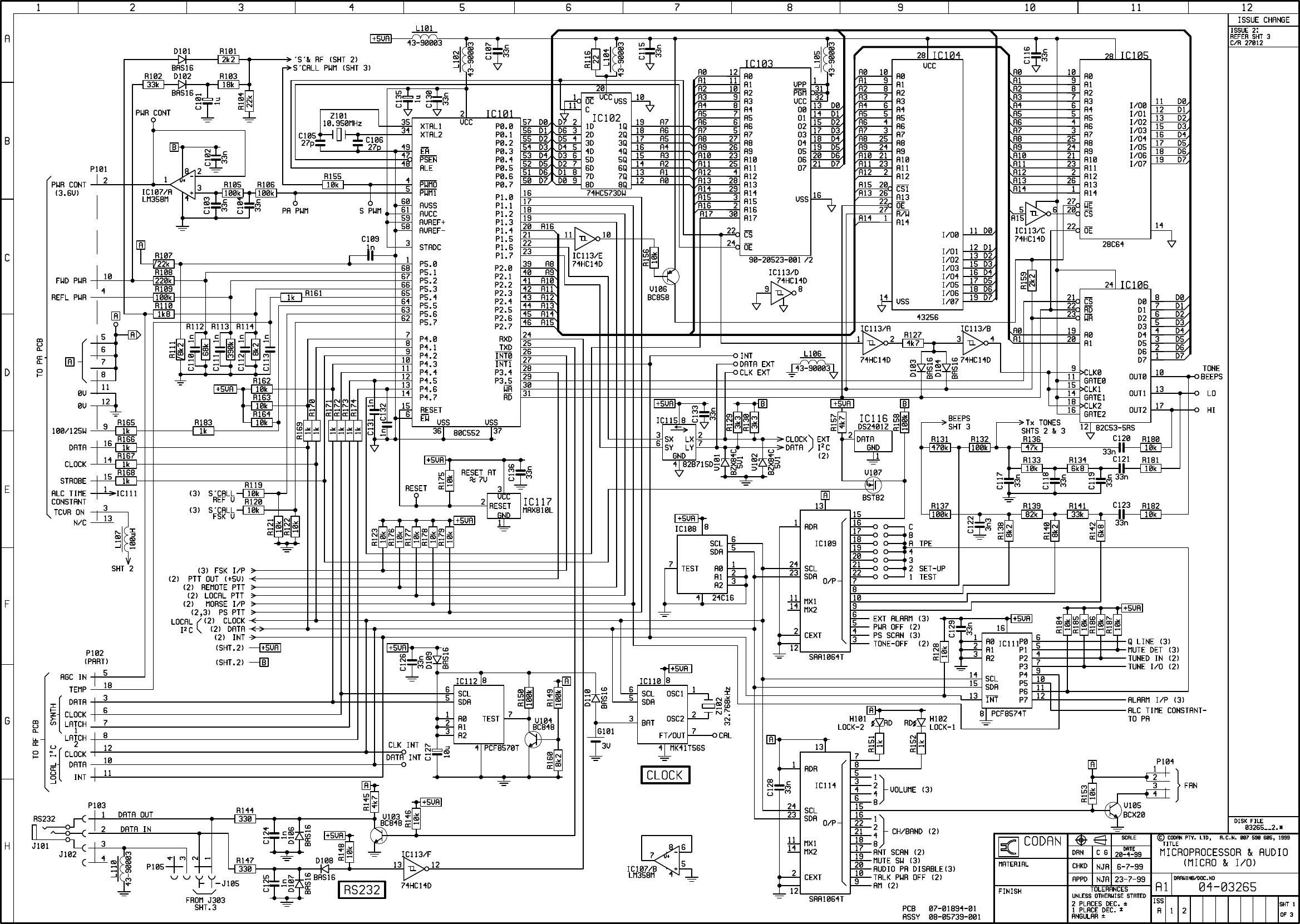 Page 1 of 3 - Codan Obsolete CD/data/tsm/9323-9360-9390-9780/drawings/schematic/(04-03265) Micro & Audio-SMT (04-03265)