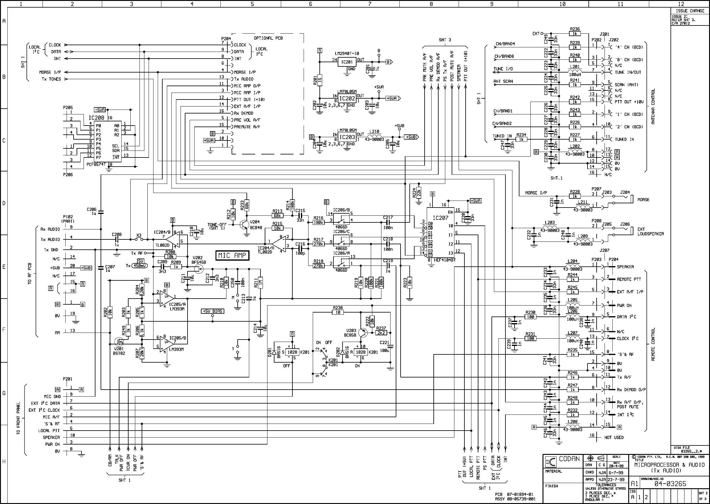 Page 2 of 3 - Codan Obsolete CD/data/tsm/9323-9360-9390-9780/drawings/schematic/(04-03265) Micro & Audio-SMT (04-03265)