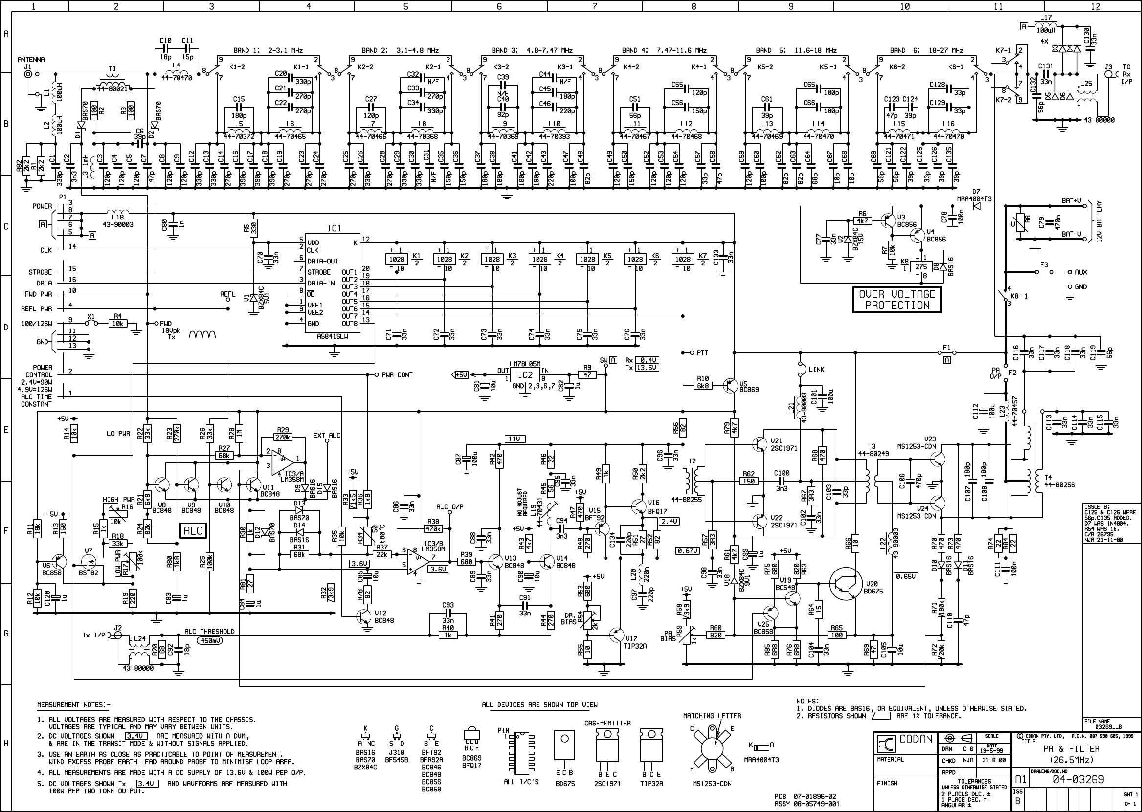 Page 1 of 1 - Codan Obsolete CD/data/tsm/9323-9360-9390-9780/drawings/schematic/(04-03269) PA 26MHz (04-03269)