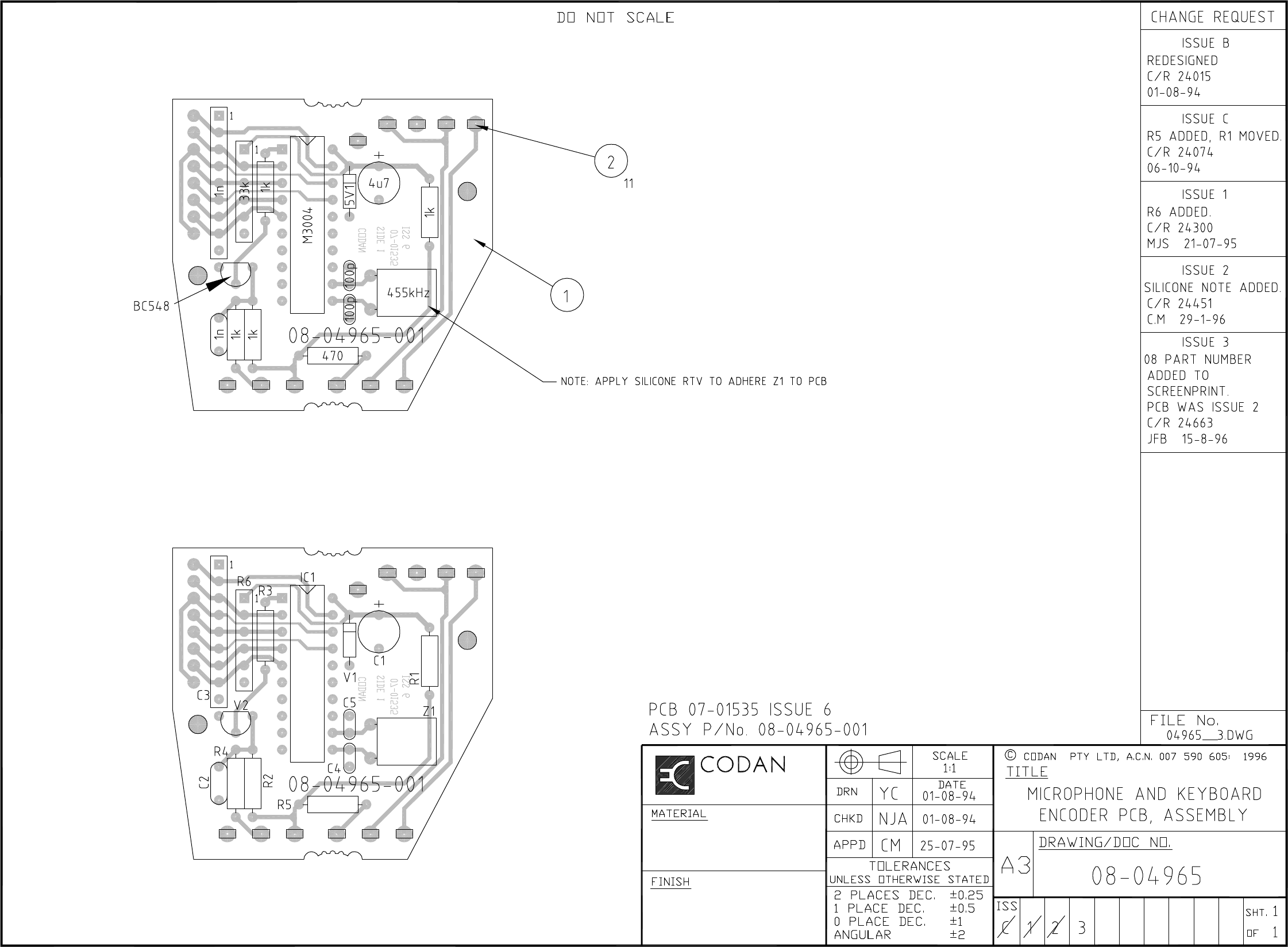 Page 1 of 1 - Codan Obsolete CD/data/tsm/9323-9360-9390-9780/drawings/assembly/(08-04965) Mic & Keypad Encoder (08-04965)