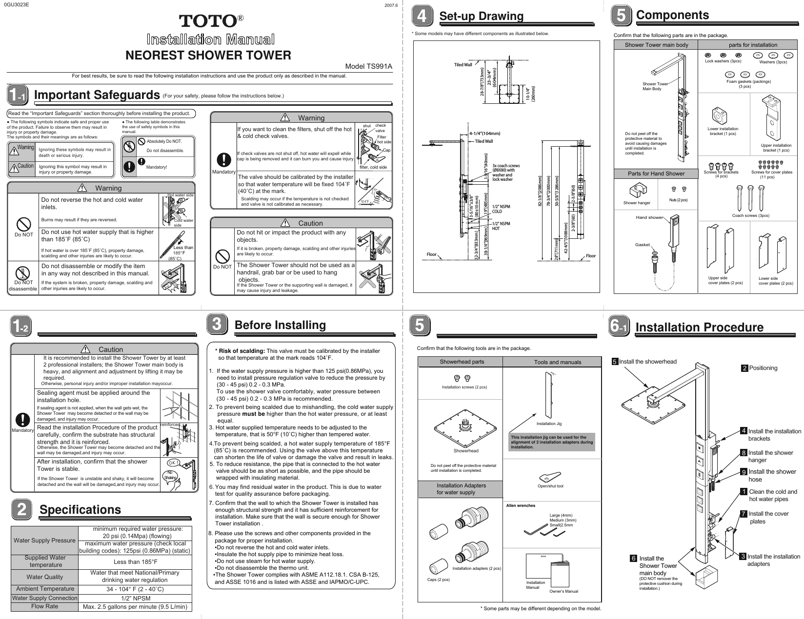 Single Instalation 3 Versions.pmd 0GU3023 NEOREST SHOWER TOWER IM