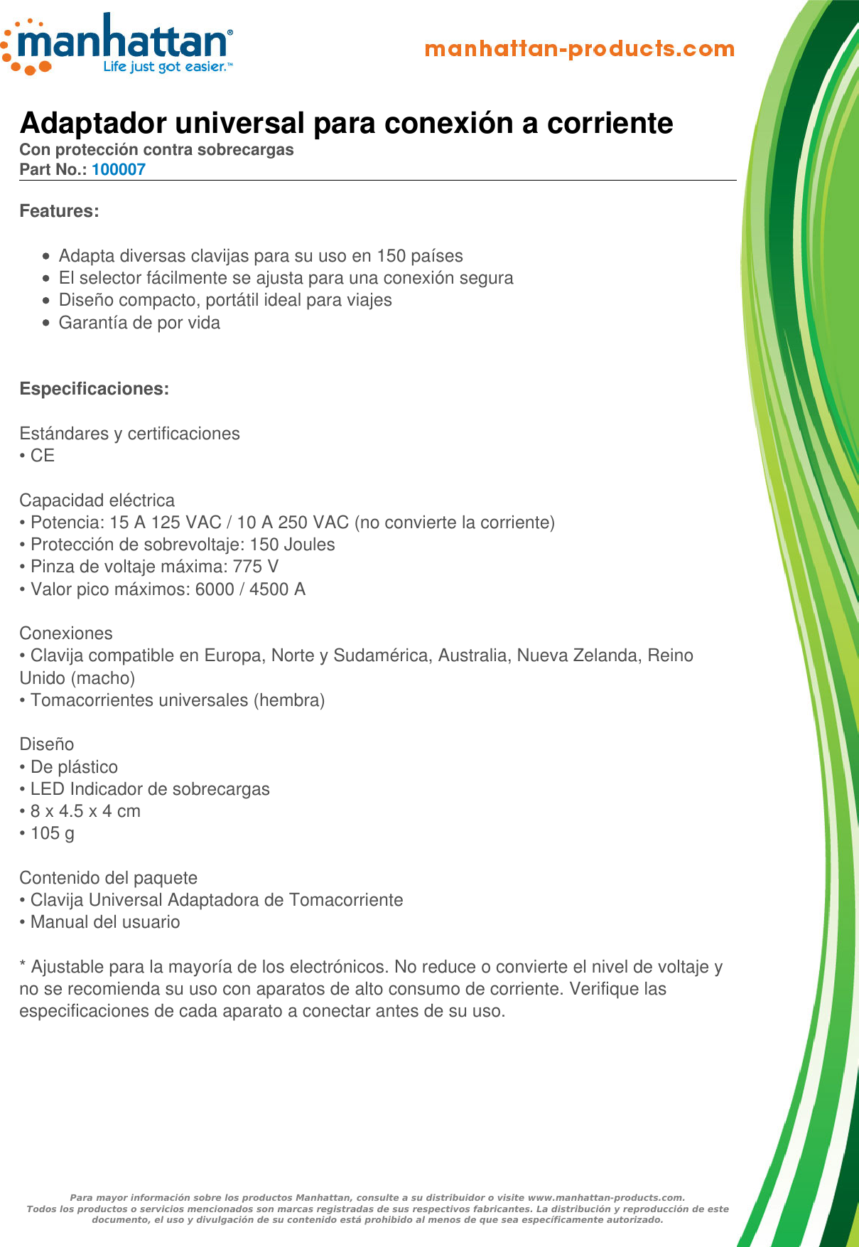 Datasheet 100007 Spanish