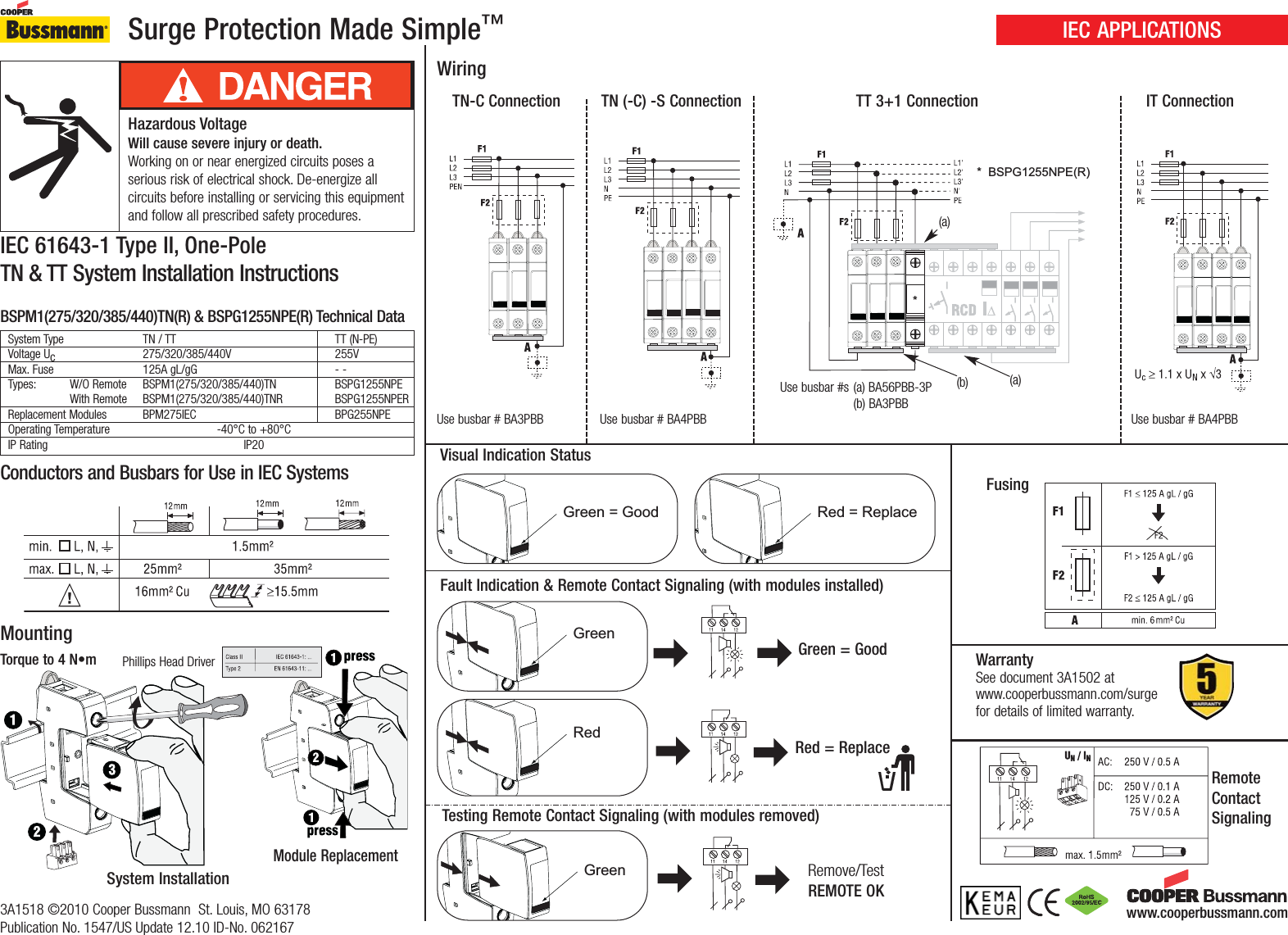 3A1518_IEC_Surge_Class2_1 Pole_Installation_Sheet5.qxp Installation ...